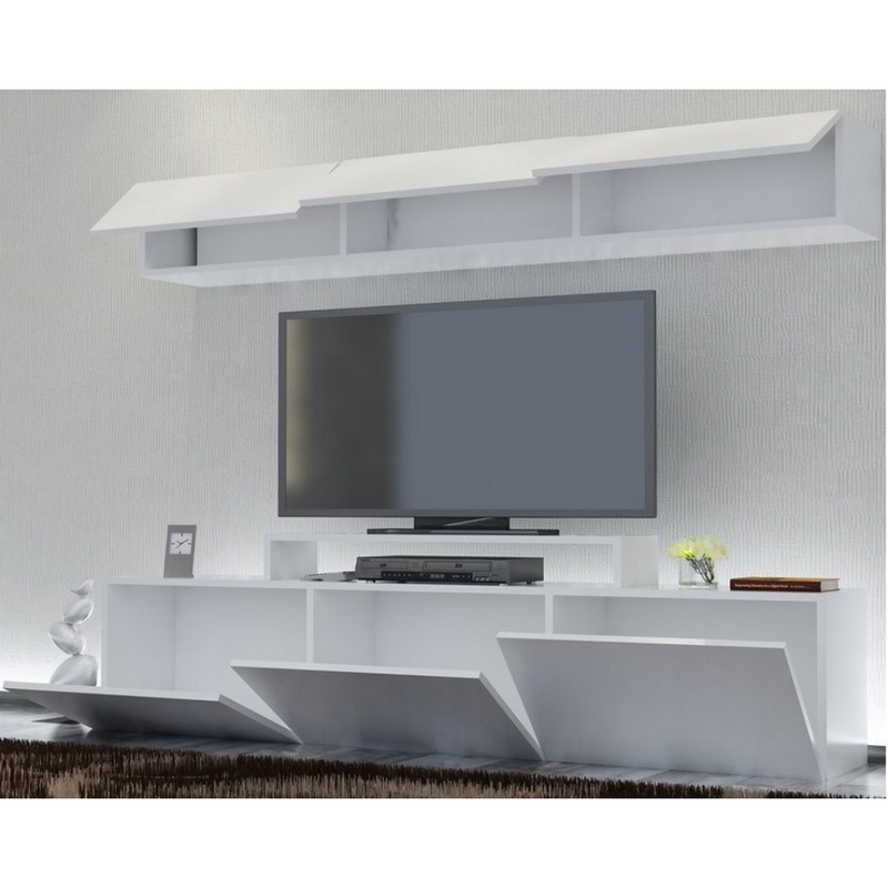 Spanish MDF White Tv Set 2 pieces - 180 × 37 × 40 cm