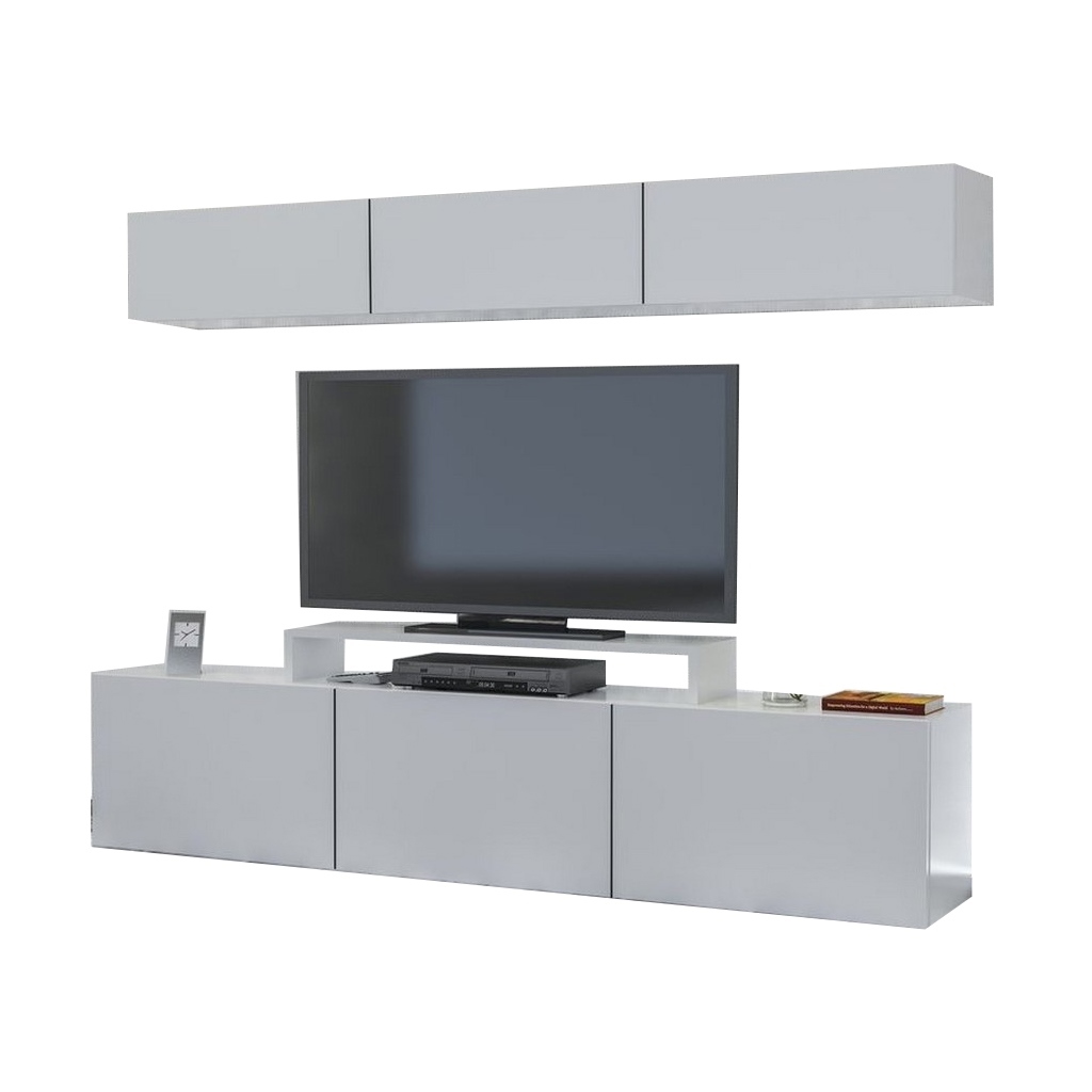 Spanish MDF White Tv Set 2 pieces - 180 × 37 × 40 cm