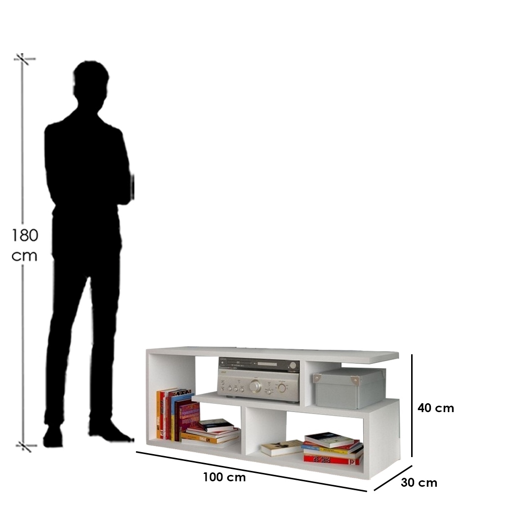 Spanish MDF White Tv Unit - 100×30×40 cm