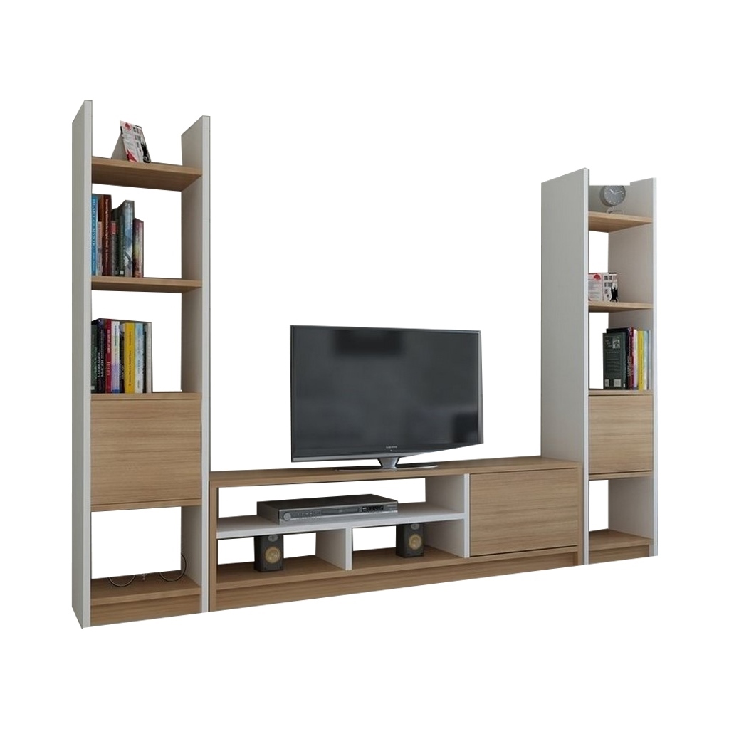 Spanish MDF White and Beige 3 pieces Tv Set - 150 × 30 × 120 cm