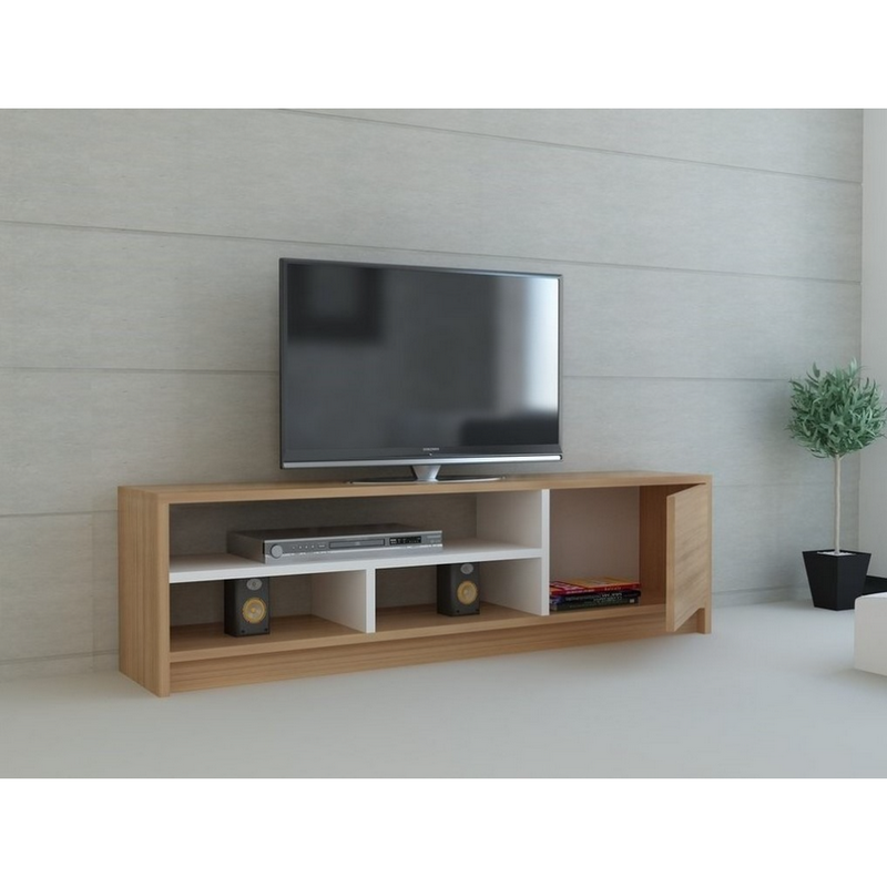 Spanish MDF White and Beige Tv Unit - 120 × 30 × 36 cm