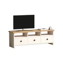 Spanish MDF White and Beige Tv Unit - 130 × 32 × 55 cm