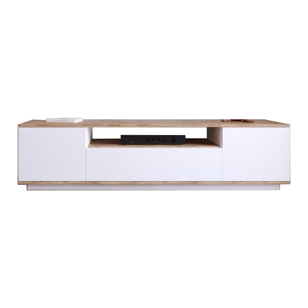 Spanish MDF White and Beige Tv Unit - 180 × 45 × 40 cm