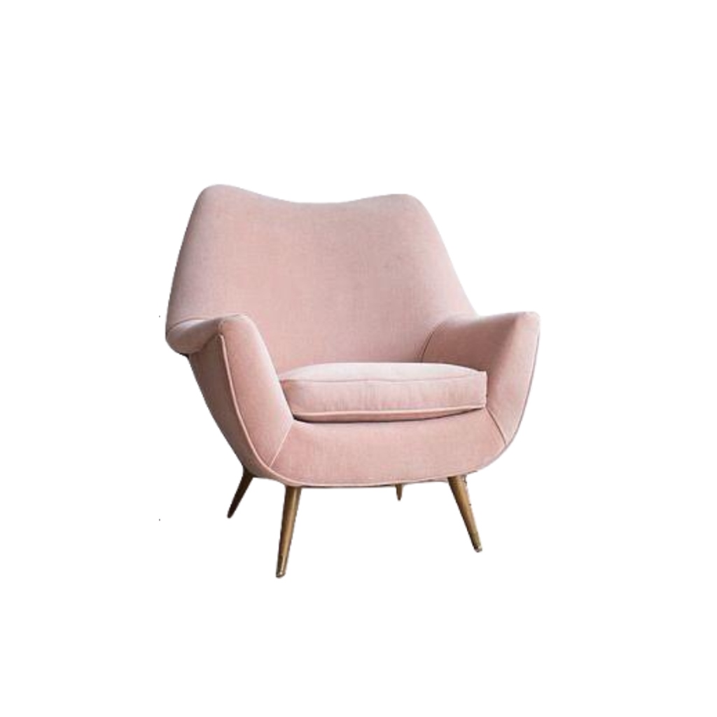 Beech Wood and Velvet Arm Chair - Pink