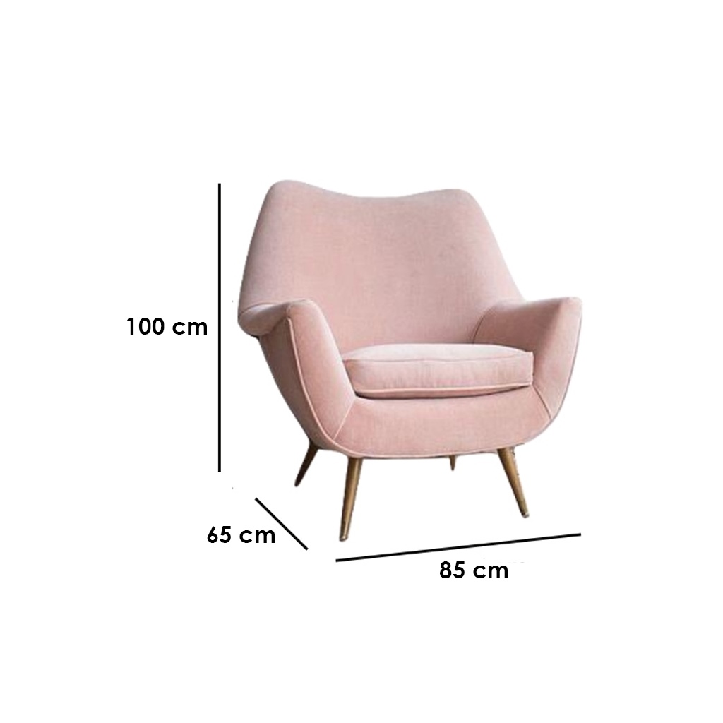 Beech Wood and Velvet Arm Chair - Pink