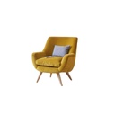 Beech Wood and Velvet Arm Chair - Yellow