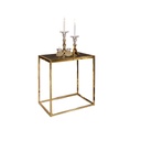 Stainless Steel and Marble Side Table Gold and Brown - 60x35x50 cm