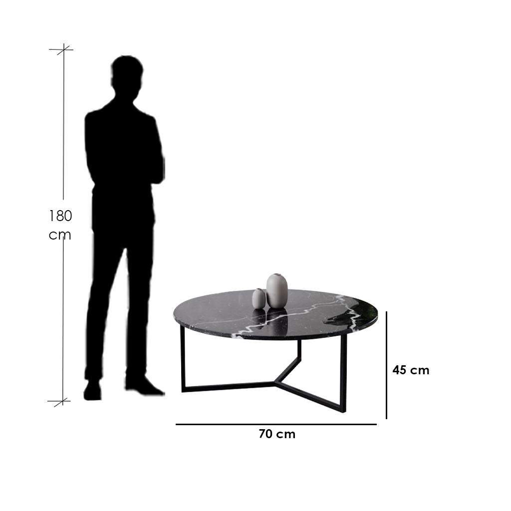 Steel Coffee Table Black - 70x45 cm