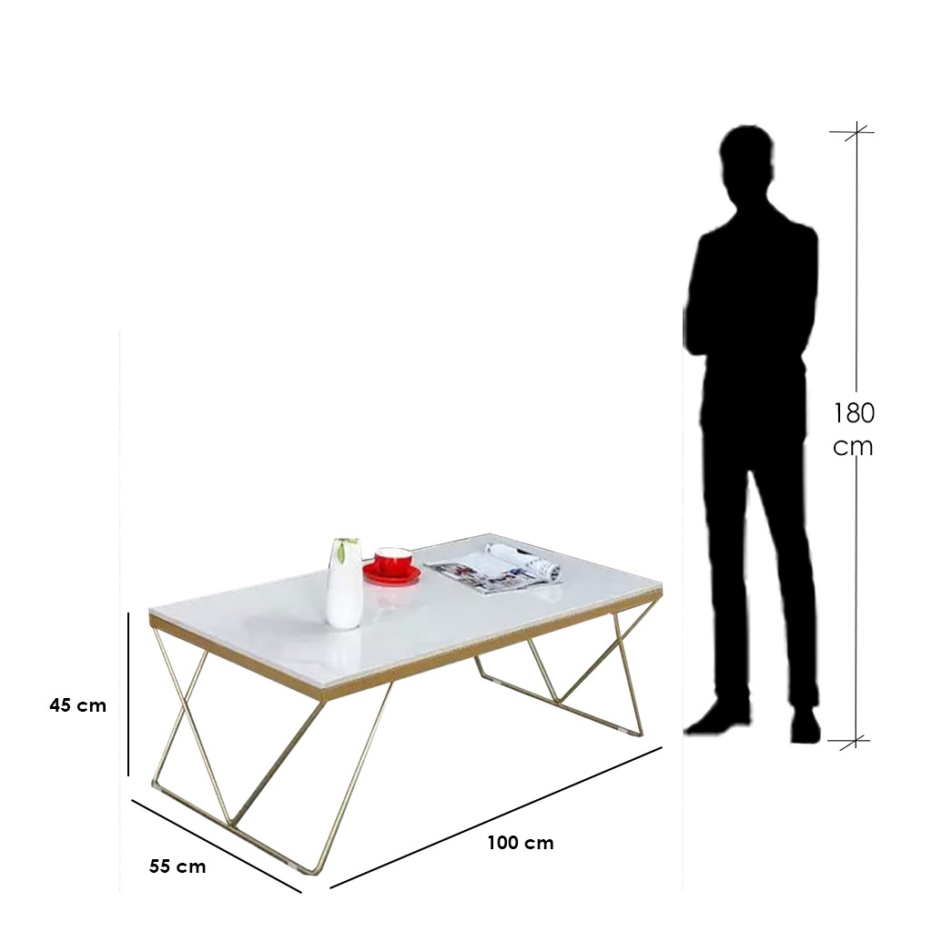 Steel Coffee Table Gold - 45x55x100 cm