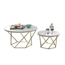 Steel Coffee Table White and Gold - 2 Pieces