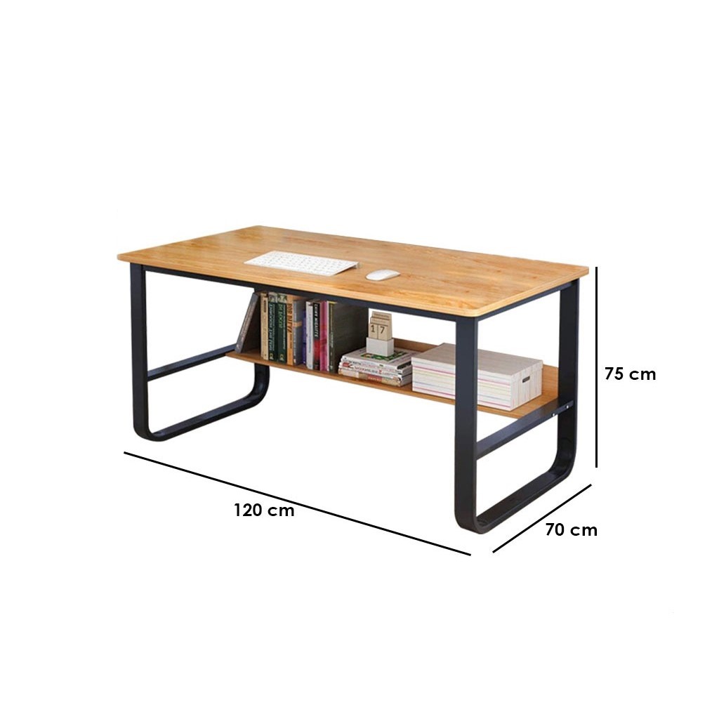 Steel Desk Black and Beige - 70×75×120 cm