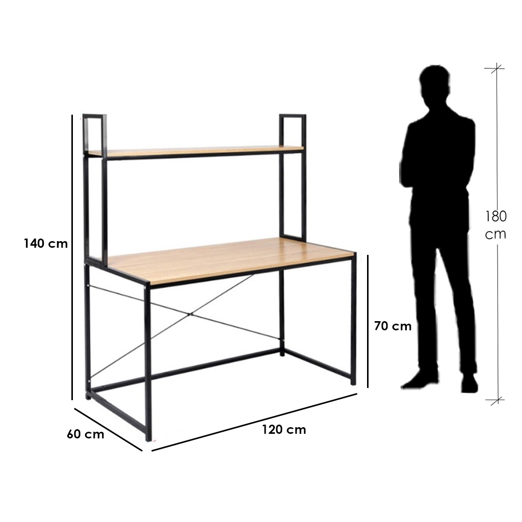 Steel Desk Black and Brown - 120×60×120 cm