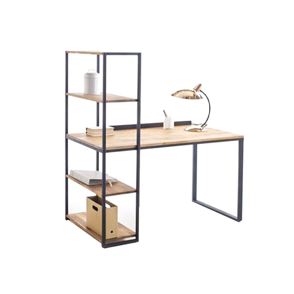 Steel Desk Black and Brown - 155×60 cm