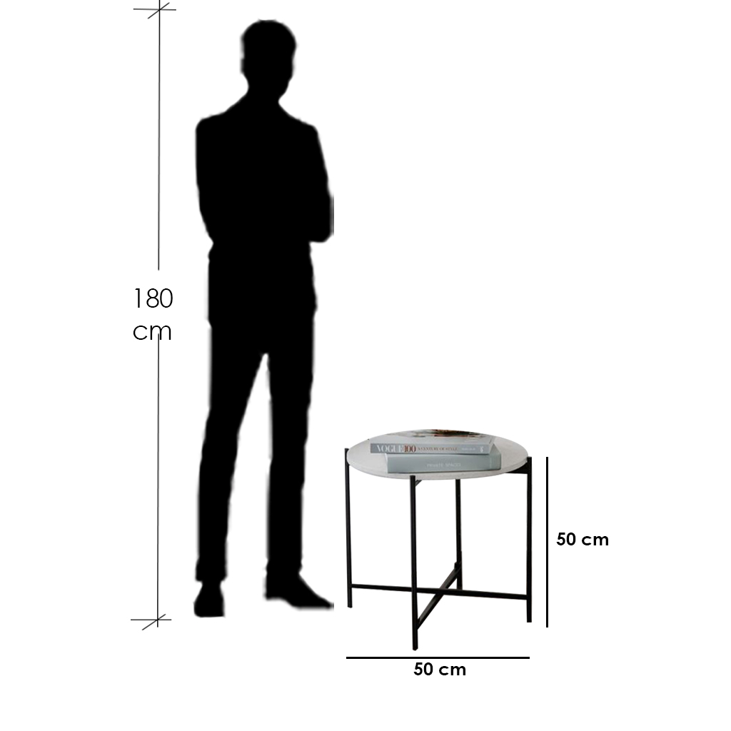 Steel Side Table Black - 50x50 cm