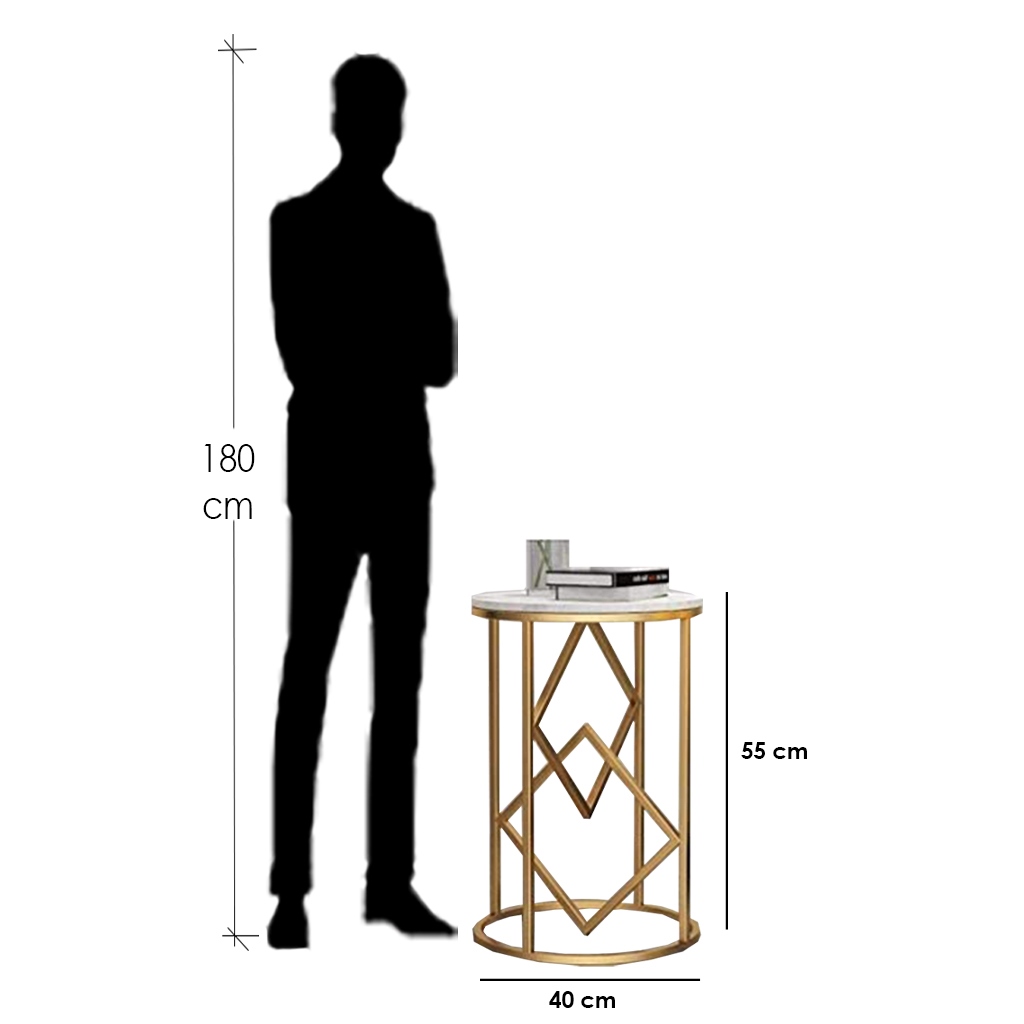 Steel Side Table Gold - 55x40 cm