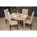 Beech and European Union wood with Velvet Fabric Dining Room Set 5 pieces - Beige and Black