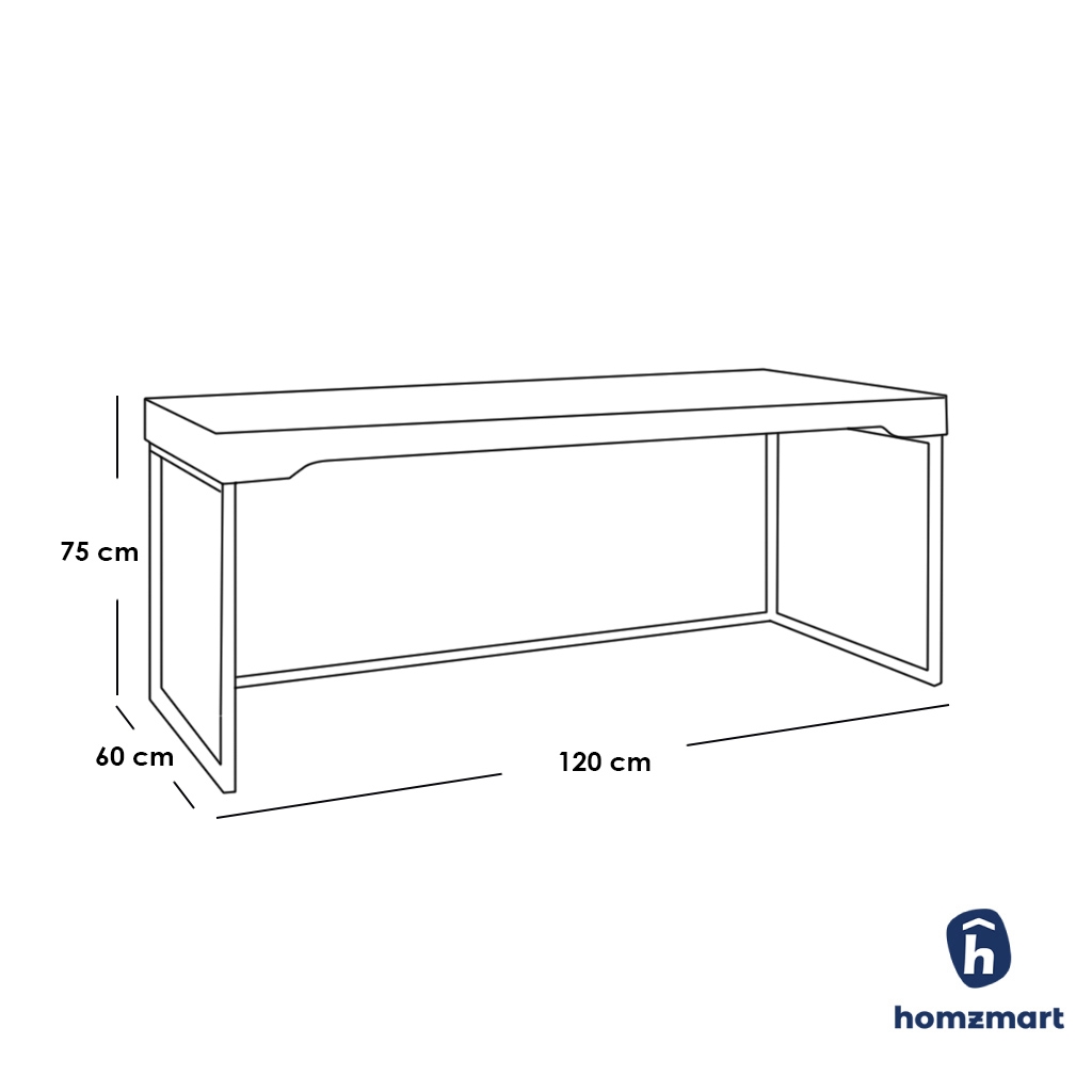 Steel and Counter Wood Desk Beige and Black - 75x120x60 cm