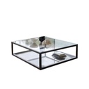 Steel and Glass Coffee Table Black - 40x90x100 cm