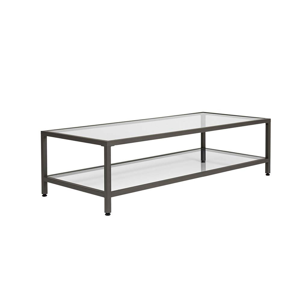 Steel and Glass Coffee Table Black - 45x60x100 cm