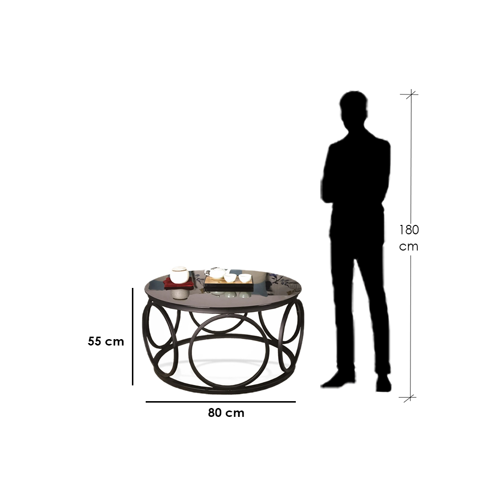 Steel and Glass Coffee Table Black - 55x80 cm