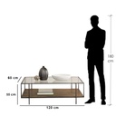 Steel and Glass Coffee Table Black- 55x60x120 cm