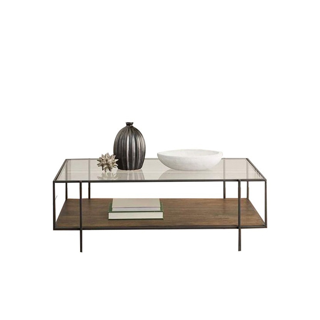 Steel and Glass Coffee Table Black- 55x60x120 cm