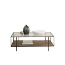 Steel and Glass Coffee Table Black- 55x60x120 cm