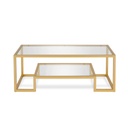 Steel and Glass Coffee Table Gold - 45x60x120 cm