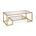 Steel and Glass Coffee Table Gold - 45x60x120 cm