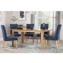 Beech and MDF Wood with Velvet Fabric Dining Room Set 7 pieces Beige and Blue