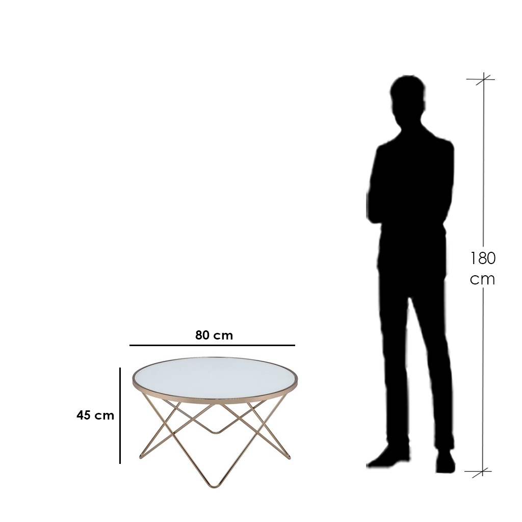 Steel and Glass Coffee Table Gold - 45x80 cm