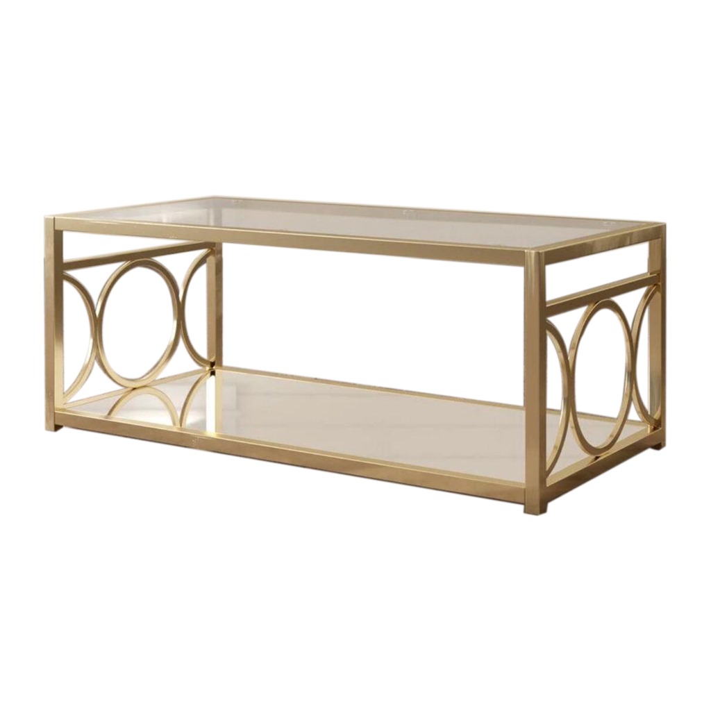 Steel and Glass Coffee Table Gold - 50x60x80 cm