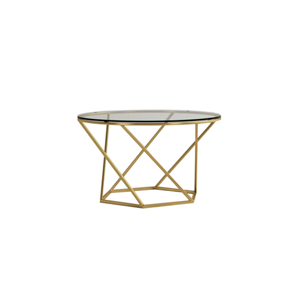 Steel and Glass Coffee Table Gold - 60x40 cm