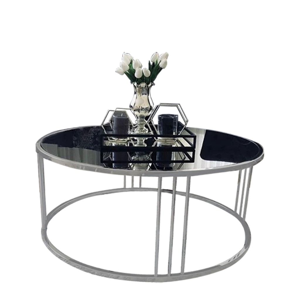 Steel and Glass Coffee Table Silver - 45x80 cm