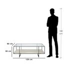 Steel and Glass Coffee Table Silver - 55x60x120 cm