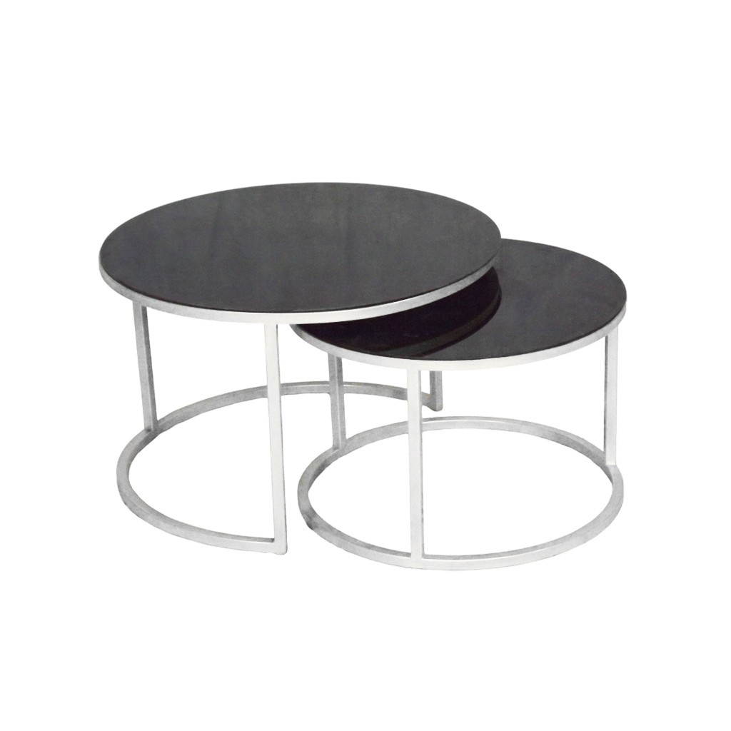 Steel and Glass Coffee Table White - 75x45 cm