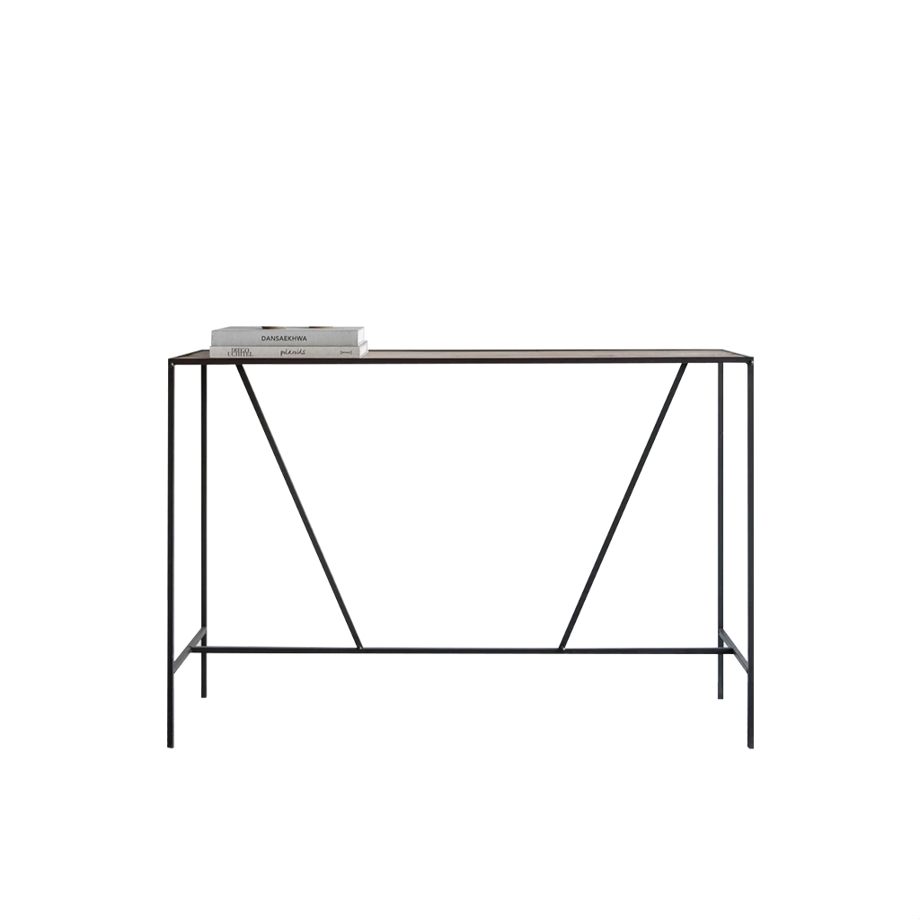 Steel and Glass Console Black - 90x40x120 cm