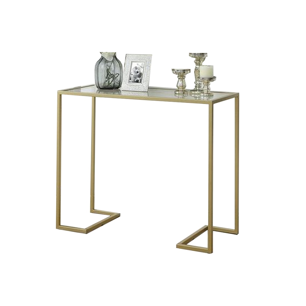 Steel and Glass Console Gold - 90x90x35 cm