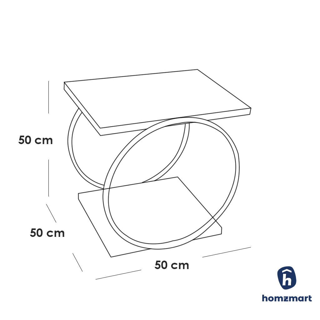 Steel and Glass Side Table Gold - 50x50 cm