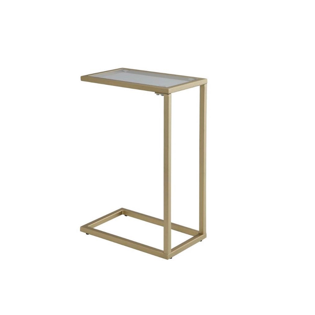 Steel and Glass Side Table Gold - 65x25x35 cm