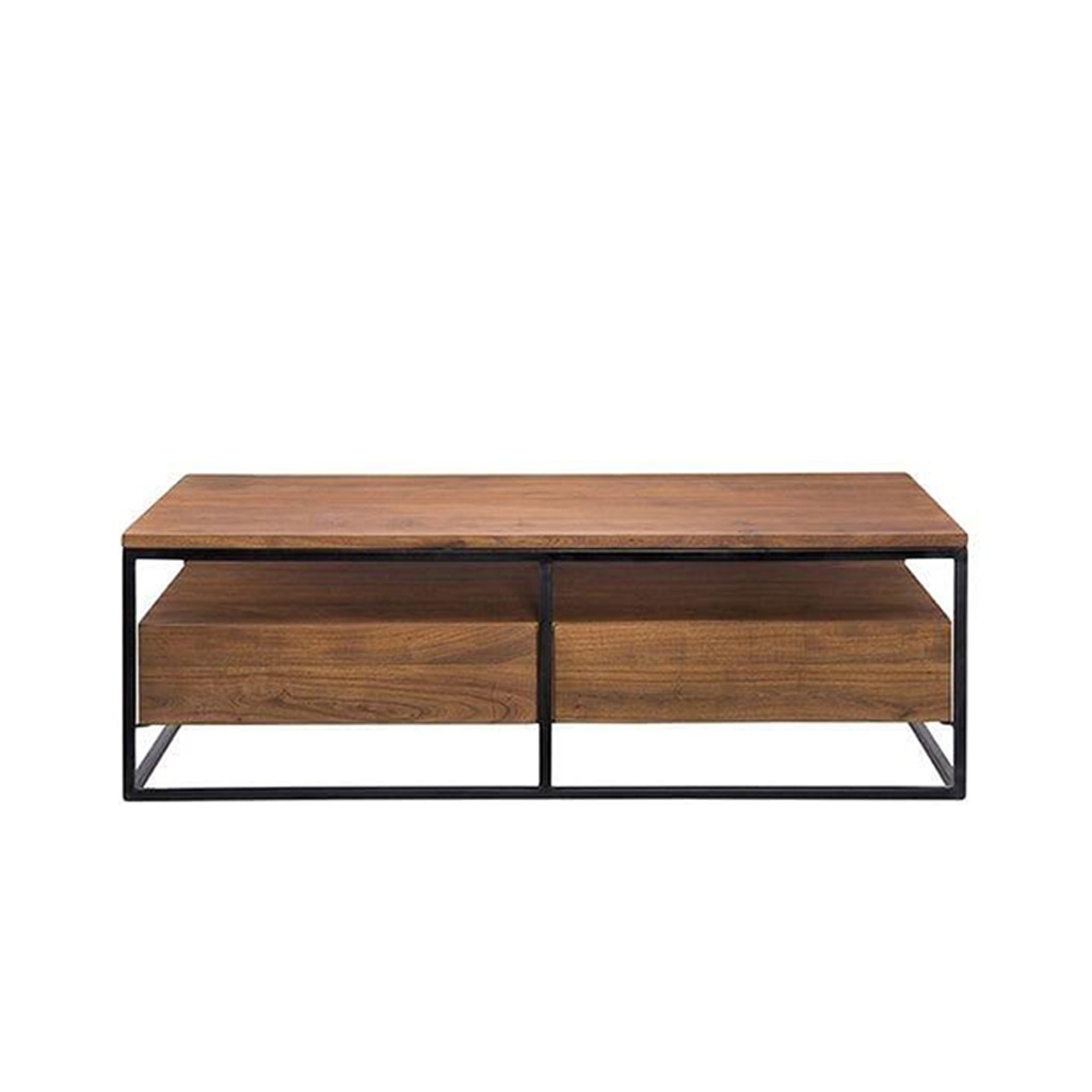 Steel and MDF Coffee Table Black and Brown - 60x50x120 cm