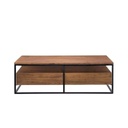 Steel and MDF Coffee Table Black and Brown - 60x50x120 cm