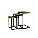 Steel and MDF Coffee Table Set Black and Brown - 3 Pieces