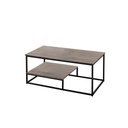 Steel and MDF Coffee Table and 2 Side Tables 3 Pieces - Black and Brown