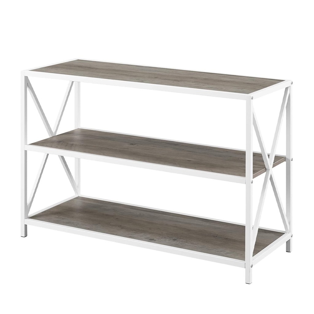 Steel and MDF White Tv Unit - 90 × 45 × 100 cm