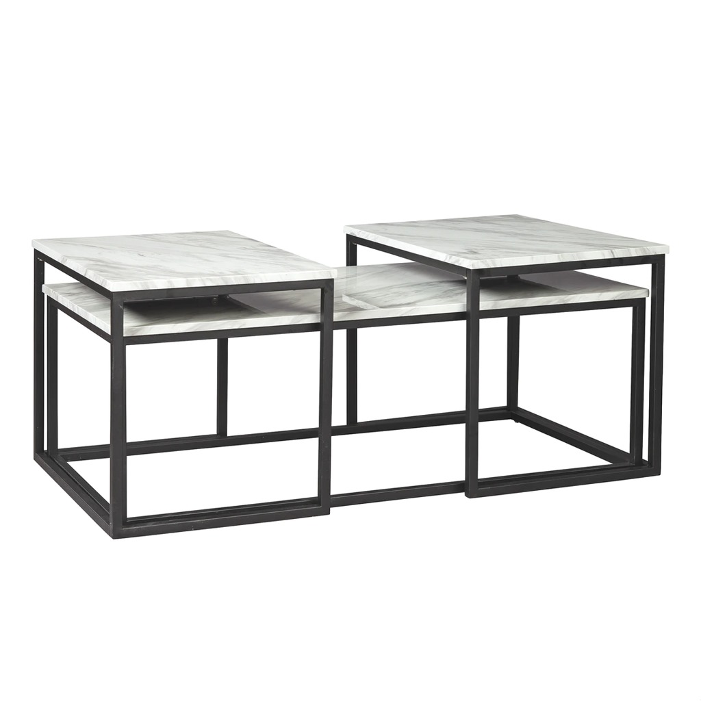 Steel and Marble Coffee Table Black - 120x50x45 cm