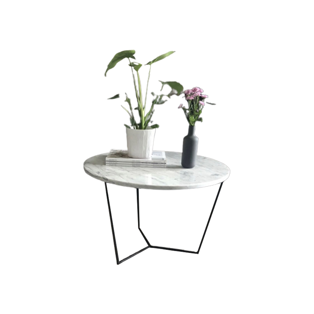 Steel and Marble Coffee Table Black and White - 45x70 cm