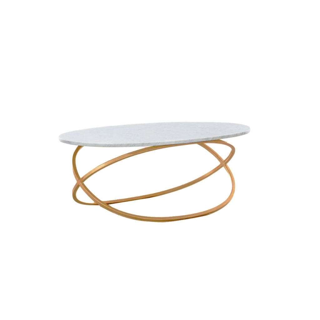 Steel and Marble Coffee Table Gold - 45x70 cm