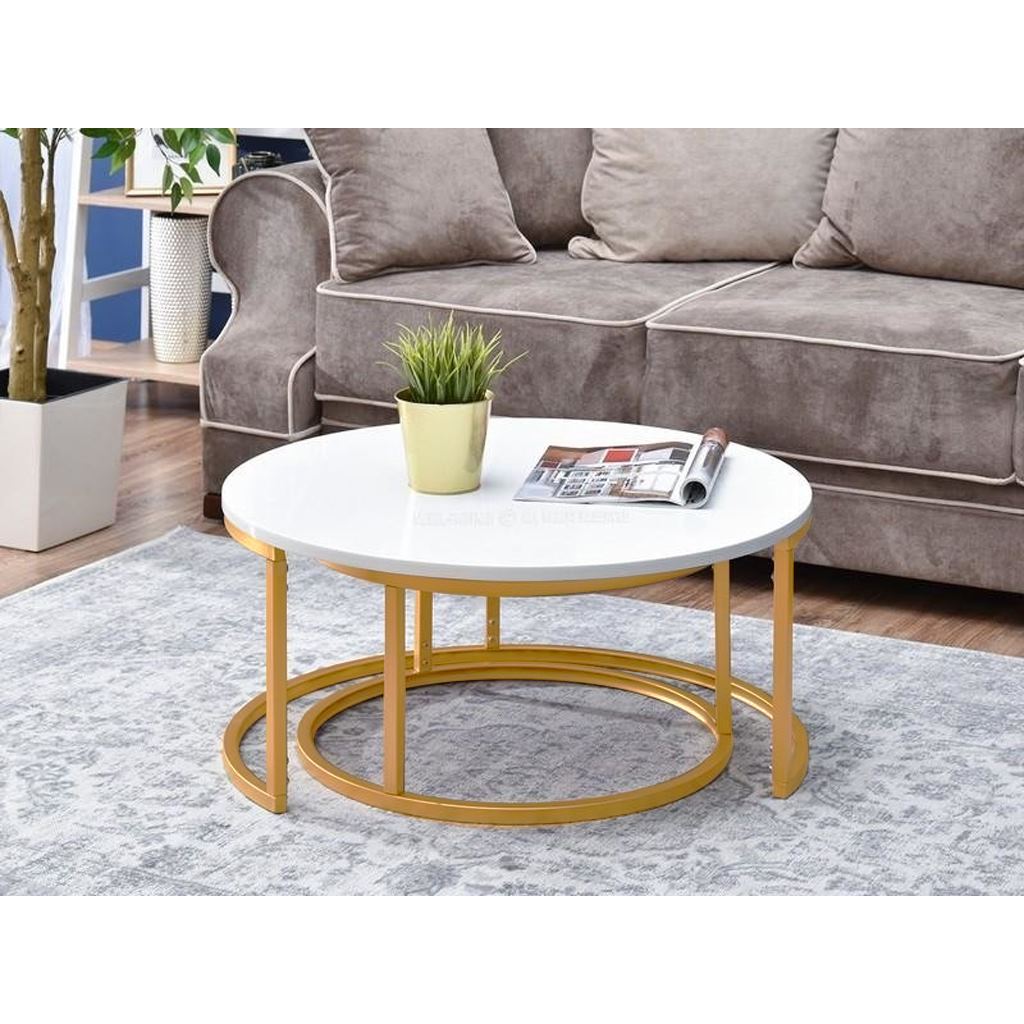 Steel and Marble Coffee Table Gold - 45x70 cm