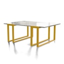 Steel and Marble Coffee Table Gold - 45x80x120 cm